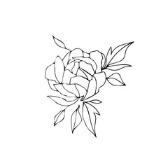 Simple floral line art style design silhouette vector isolated