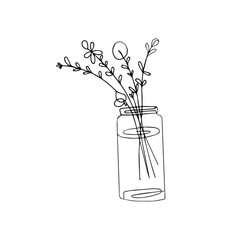 Simple floral line art style design silhouette vector isolated