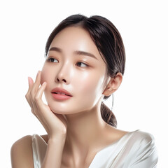 Obraz premium Beauty Korean Asian women spa skin healthy on 100% isolate white background.