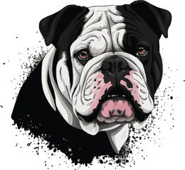 Bulldog silhouette vector black and white background