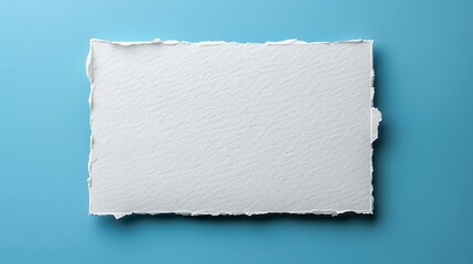 A minimalistic business banner featuring a pastel turquoise background with a rectangular piece of torn paper centered. 