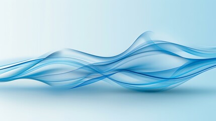 Obraz premium A blank promotional business banner with a modern aesthetic, featuring flowing blue lines and bubble accents, set against a clean, minimalist wall, ideal for professional and corporate contexts.