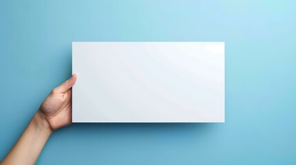 Obraz premium A blank promotional business banner with a modern aesthetic, featuring a hand holding a white rectangular card