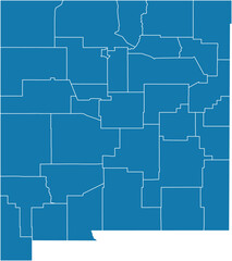 Editable vector file of the counties that make up the state of New Mexico, located in the United States.