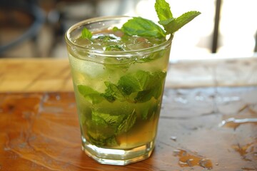 Classic Mojito Cocktail In Cozy Bar Setting