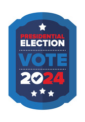 Presidential Election 2024 in United States. Vote day, November 5. US Election. Patriotic american element. Poster, card, banner and background. Vector illustration