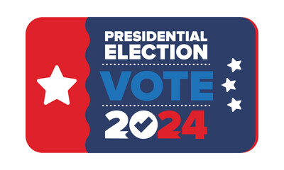 Presidential Election 2024 in United States. Vote day, November 5. US Election. Patriotic american element. Poster, card, banner and background. Vector illustration