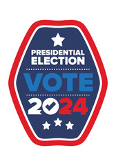Obraz premium Presidential Election 2024 in United States. Vote day, November 5. US Election. Patriotic american element. Poster, card, banner and background. Vector illustration