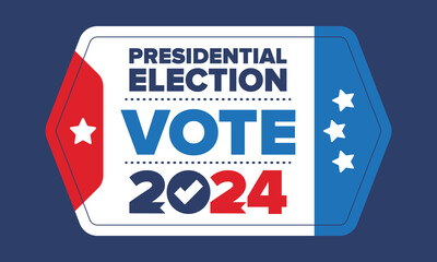 Presidential Election 2024 in United States. Vote day, November 5. US Election. Patriotic american element. Poster, card, banner and background. Vector illustration