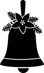Christmas bell silhouette vector.