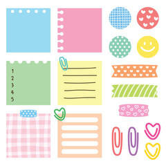 Pastel Sweet Stationery Set. A Charming Collection of Pastel Sticky Notes, Stickers, Tapes, and Clips. Perfect For Adding a Cute and Elegant Touch To Your Notes, Planners, and Crafts, Memo.