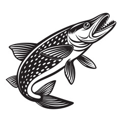 northern pike black silhouette vector