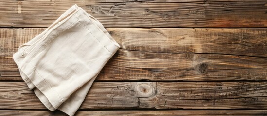 Top view perspective of a napkin on a table, suitable for design mock-ups with space for text
