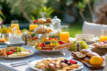 A Gourmet Breakfast Spread on a Sunlit Terrace