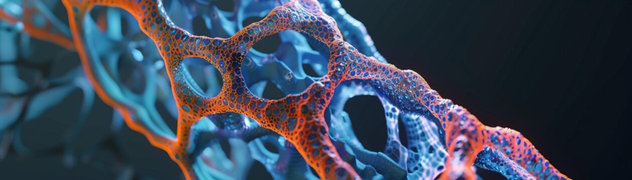 161 Microscopic view of alien organic biomaterial fibrous structure 3D
