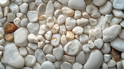wide top view photo wallpaper of white color pebble stones 