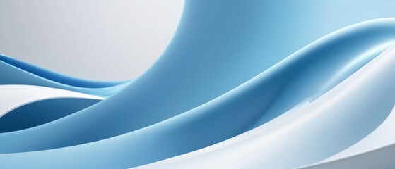 Obraz premium Abstract blue and white wave design with smooth flowing lines and gradient shades. Perfect for modern and minimalist backgrounds.