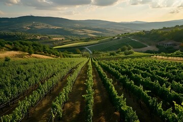 Naklejka premium Scenic Vineyard Landscapes in Rolling Hills