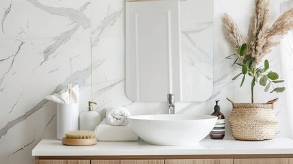 Fototapeta premium Modern bathroom with a blank mirror