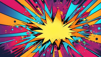 Fototapeta premium A colorful explosion of paint with a white dot in the middle