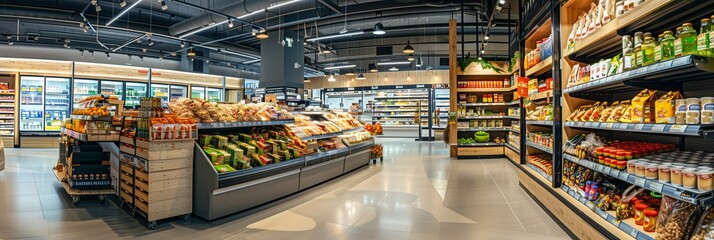 A supermarket with lots of goods on the shelves