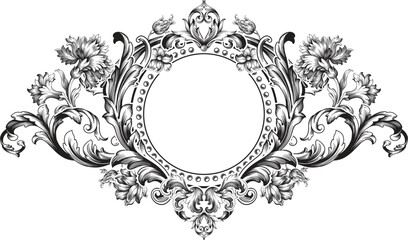 Hand drawing vintage baroque frame vector