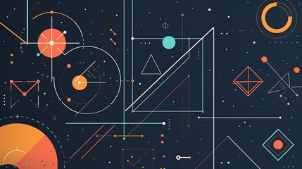 Infographic on Euclidean Geometry illustrating basic principles such as points lines angles and planes with diagrams showing geometric shapes and their properties