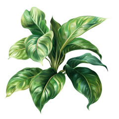 Close-up of a lush green plant with detailed leaves on a transparent background. suitable for home decoration or garden design.