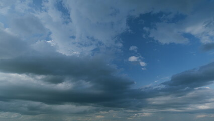 Dark storm clouds make sky dark. Magic dramatic sky in rainy weather. Beautiful nature storm clouds. Timelapse.