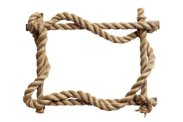 Natural fiber rope frame isolated on transparent background. perfect for nautical, marine, or rustic themed designs and projects.
