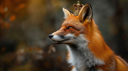 Obraz premium red fox with elegant golden crown