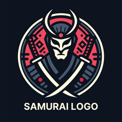 Samurai logo with crossed swords and intricate design ideal for strong branding and identity