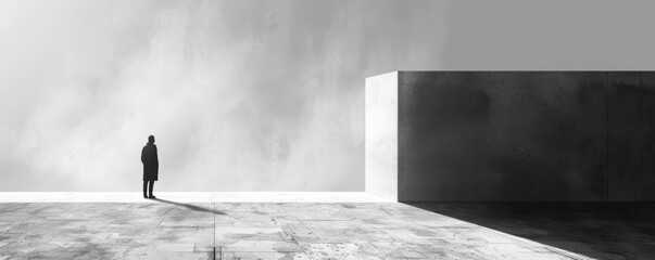 A minimalist composition using negative space to create a sense of depth and mystery.