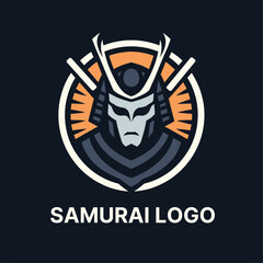 Samurai logo with bold lines and geometric shapes ideal for modern branding and identity