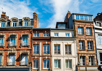 Fototapeta premium Row of typical historical buildings in Honfleur historic center, Normandy, France 