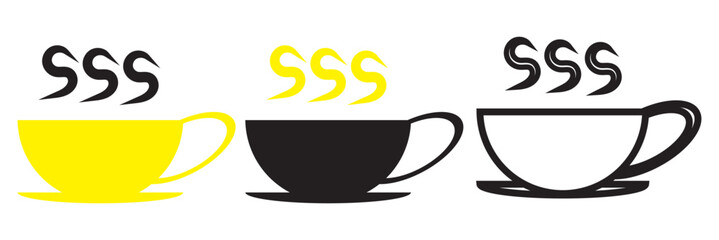 Coffee cup icon set. Cups of coffee tea collection. Hot drink icon. Disposable cup. Cup coffee with steam. Flat style - stock vector.