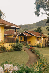 Rustic Yellow Chalet with mountains around