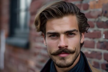 Obraz premium Beautiful man with mustaches