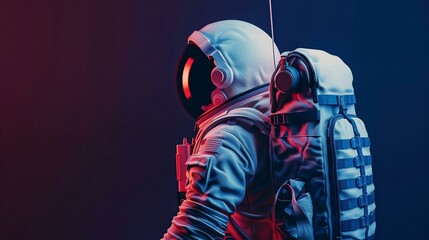 Naklejka premium Creative school backpack designed like an astronaut's gear, showcasing a futuristic and fun design.