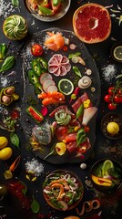 Fototapeta premium Embark a culinary adventure with tantalizing images of gourmet cuisine exotic dishes and culinary delights from around the world satisfying the palate and tantalizing the senses