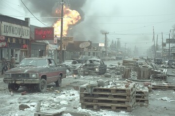 natural disaster in the city professional advertising food photography