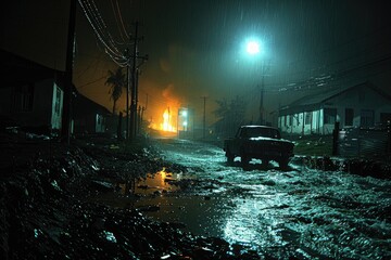 natural disaster in the city professional advertising food photography