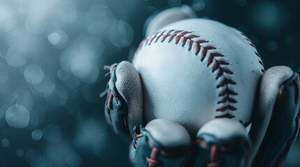 Glove and baseball on pitcher's mound, close-up view, game prep, sports essentials, detailed sports scene