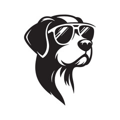 a dog wearing sunglasses silhouette vector
