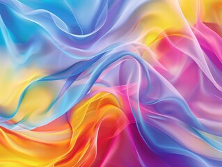 Obraz premium Abstract Colorful Fabric Waves, Smooth Flowing Texture, Vivid Hues, Modern Design, Digital Art, Background, Wallpaper, Graphic Design Element