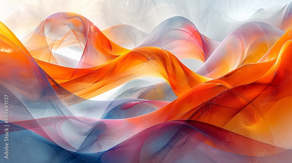 Sticker This image features a dynamic combination of orange and blue waves, ideal for use as a wallpaper or background in various designs