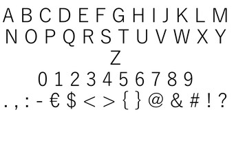 Font set with letters with numbers and special characters. With a transparent background