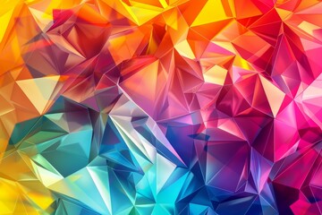 Fototapeta premium Abstract Colorful Triangular Pattern Background with Vivid Hues and Shiny Reflections