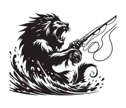 recommend clip art: fierce fishing vector silhouette vector style graphic resources white background
