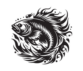 fierce fishing vector silhouette vector style graphic resources white background